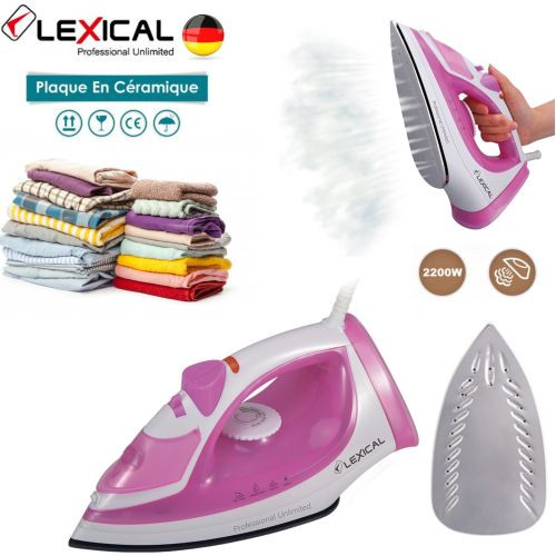 Fer À Repasser À Vapeur - 2200 W - En Céramique - Rose&Blanc -LSI-1003