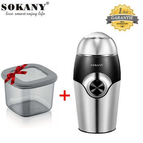 Moulin à Café et Épices - 150 Watt - 50 Gm & Boîte De Rangement Carrée 550 Ml