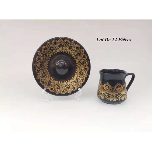 Service À Café En Porcelaine Pour 6 Personnes - 12 Pièces - Blanc&Rouge