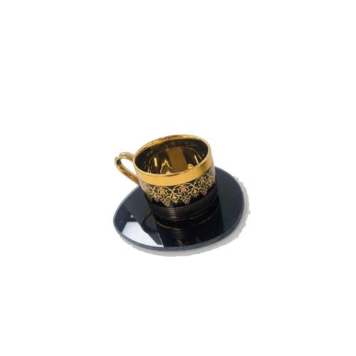 Service a Café De12 Pièces - Noir Doré - En porcelaine -SH136-29