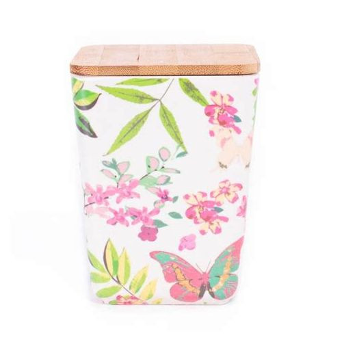 Boîte a Épice Ronde En Fibre de Bambou fleuri