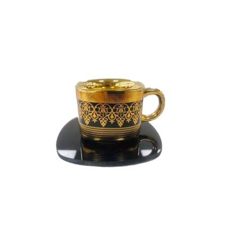 Service a Café De12 Pièces - Noir Doré - En porcelaine -SH136-20