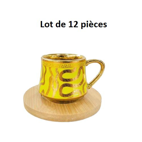 Service a Café De12 Pièces - Jaune Doré - En porcelaine -SH136-3
