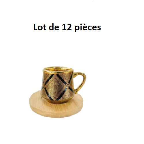 Service a Café De12 Pièces - Noir Doré - En porcelaine -SH136-4