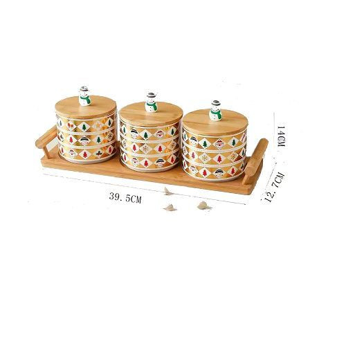 Bonbonnière -  Boîte A Epices 3  Bocaux  En Verre Doré Avec support Métallique Doré SH134-31