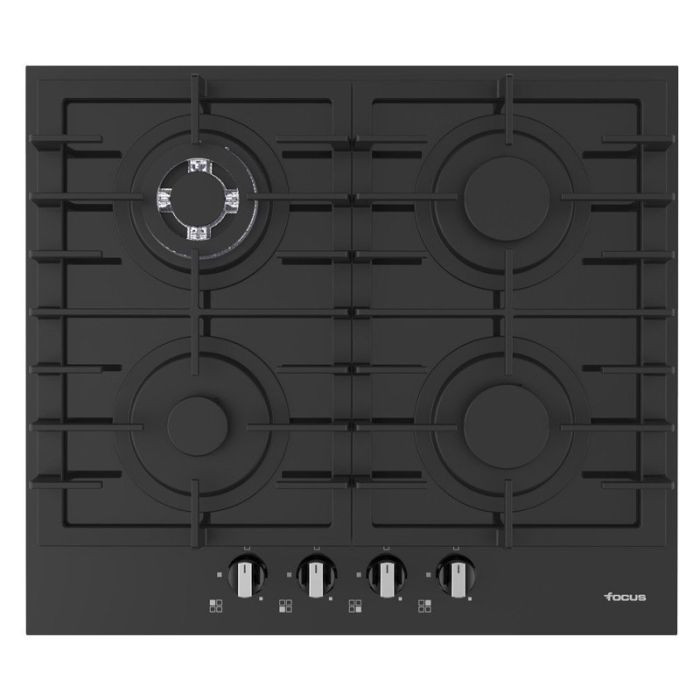 Plaque de cuisson a gaz focus f405B - 4 FEUX 60 CM - NOIR - Garantie 2 Ans