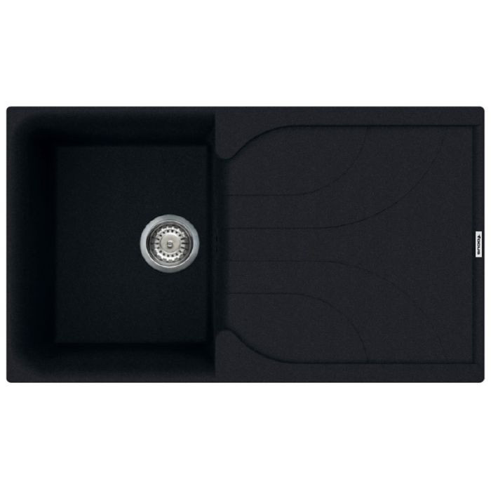 Évier De Cuisine Encastrable FOCUS Graniteck 1 Bac + égouttoir 86cm - Noir