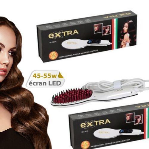 Brosse A Cheveux - lissante - Chauffante - écran Led - blanc
