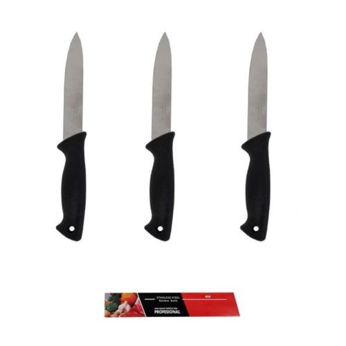 Pack 3 Couteaux - 5.5 - poignée Plastique - Noir - inoxydable
