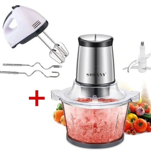 Batteur A Main & Hachoir A Viande Electrique - 2 Litres - 800W - LB7004A