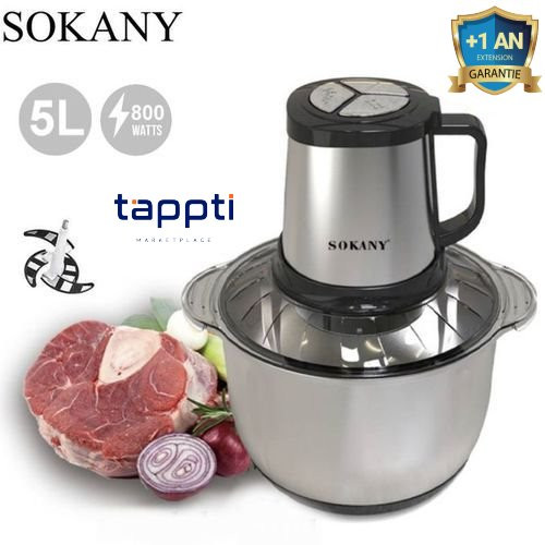 Hachoir électrique Professionnel - 800W - Bol en Inox - 5Litre - sk-7015