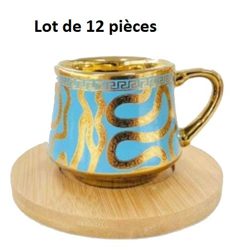 Service a Café De12 Pièces - Bleu Doré - En porcelaine -SH136-5