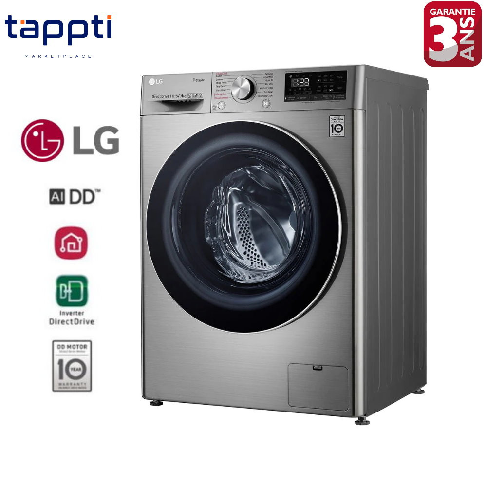 Machine à Laver - 10.5KG/7KG  - LAV-SECH - Silver - Garantie 2 ans