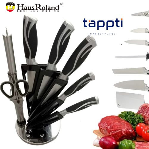 Ensemble 7 PCS Couteaux & Accessoire Haute Qualité & Support Socle Rotatif 360°