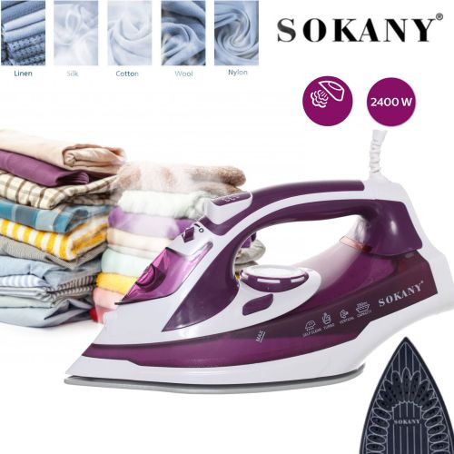 Fer À Repasser À Vapeur-2400 W-Plaque En Céramique Mauve&Blanc -LX-288