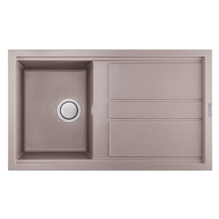 Évier De Cuisine Encastrable FOCUS Graniteck 1 Bac + égouttoir 86cm - Grège