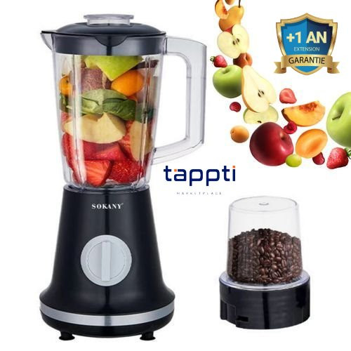 Blender 2 en 1 - 1.5 Litres - Avec Moulin épice- Garantie 1 an