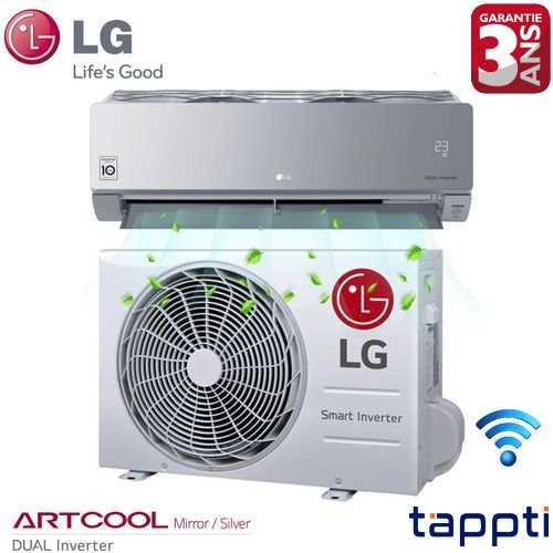 LG Climatiseur-ARTCOOL-MIRROR-Réversible 12000BTU-WiFi-Chaud/Froid-Garantie 3ans