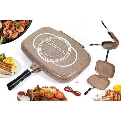 Poêle magic - Double face - 40cm - Granite - Marron - Avec joint en silicone gratuit