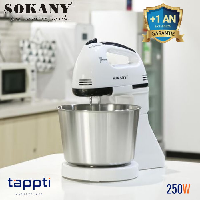 Batteur Avec Bol 2 Litre- Noir / Blanc - 250W - 7 Vitesse - CX-6620