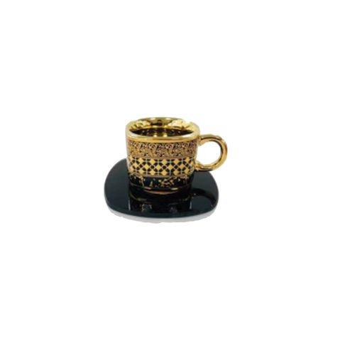 Service a Café De12 Pièces - Noir Doré - En porcelaine -SH136-19