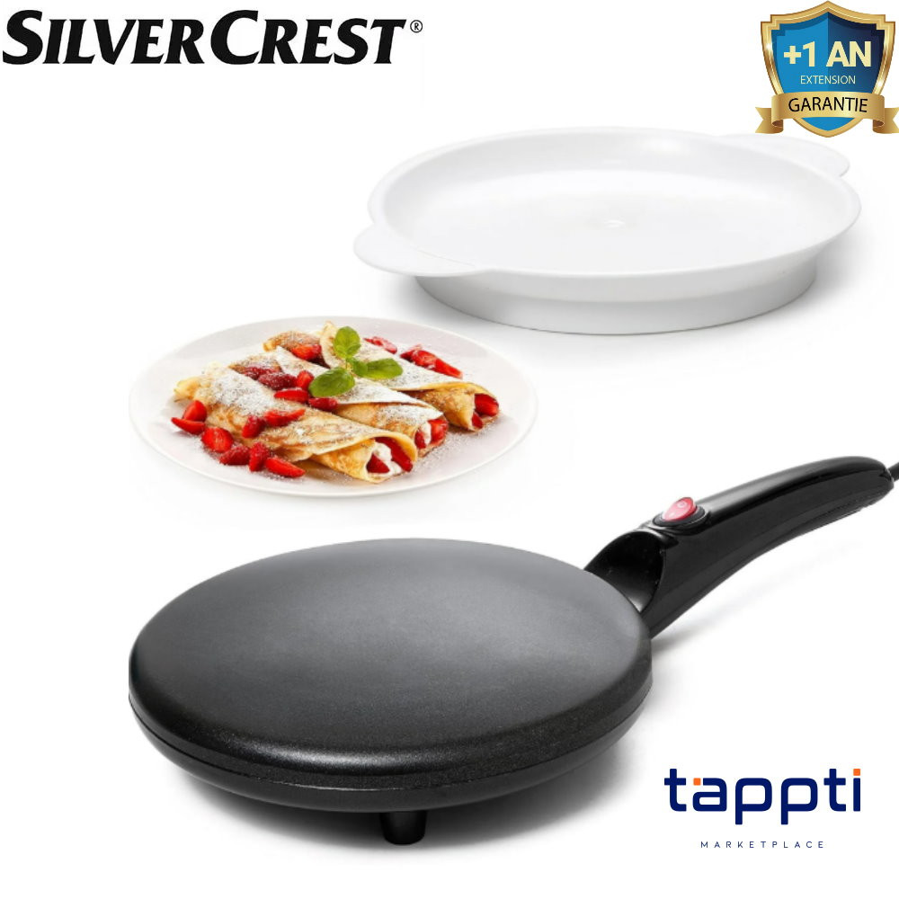 Crêpière électrique Silvercrest, poêle antiadhésive, arrêt automatique, noir