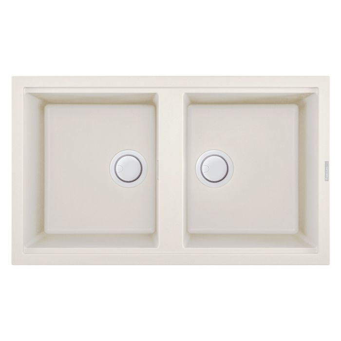 Évier De Cuisine Encastrable FOCUS Graniteck 2 Bacs - Blanc