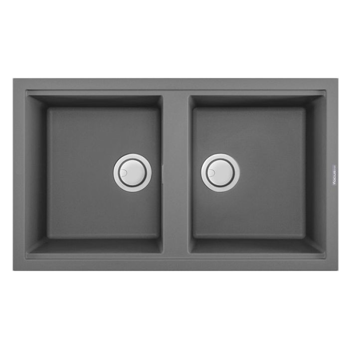 Évier De Cuisine Encastrable FOCUS Graniteck 2 Bacs - Titanium