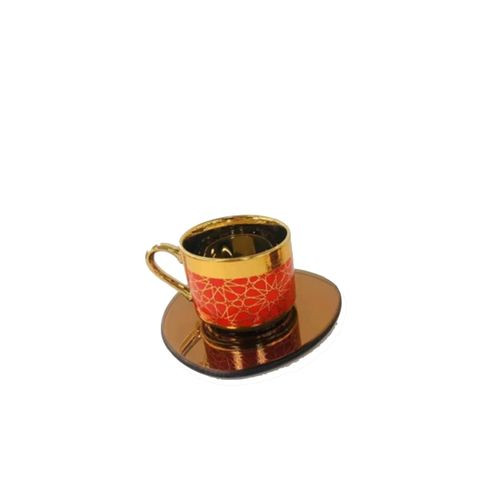 Service a Café De12 Pièces - Rouge Doré - En porcelaine -SH136-21
