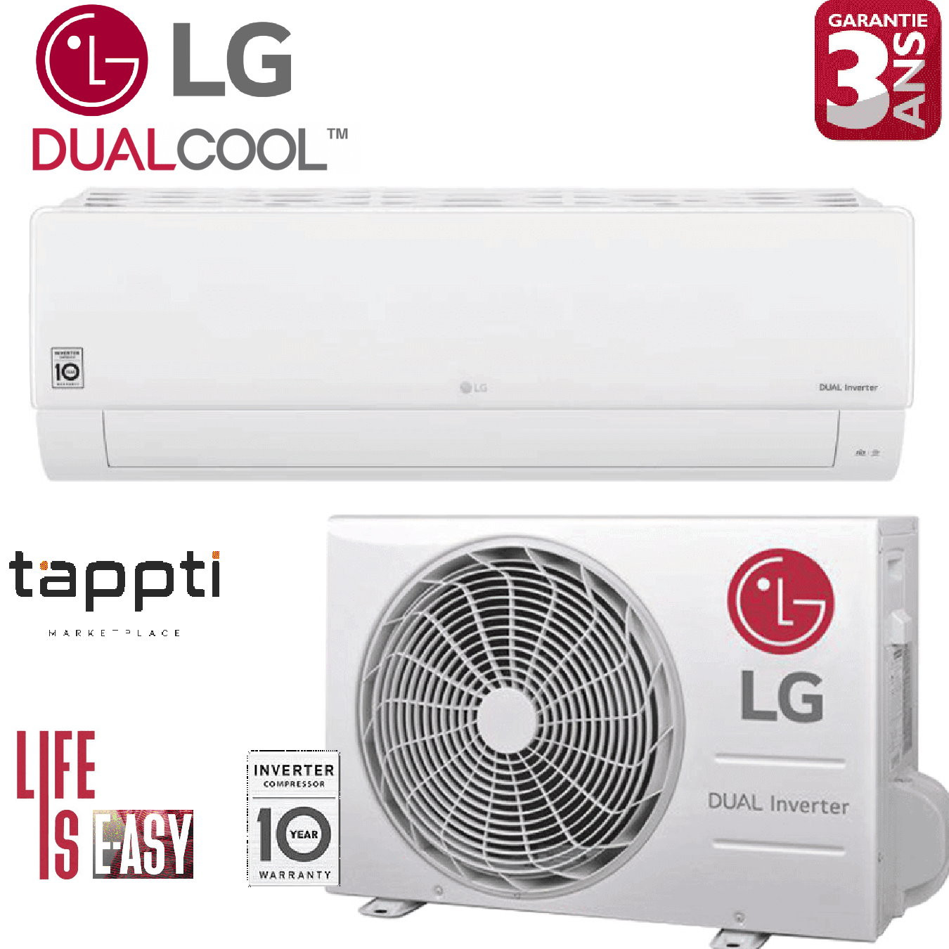 Climatiseur LG 12000 BTU Inverter Dualcool  GARANTIE 3ANS