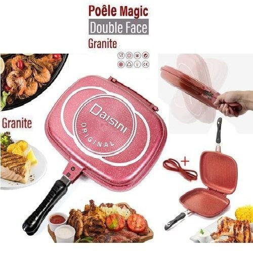 Poêle Magic - Double Face - 40 cm - Granite - Rouge