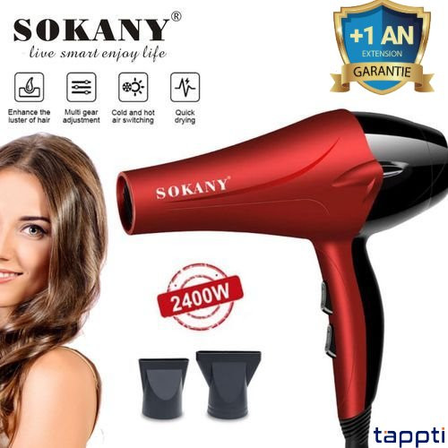 Sèche Cheveux Professionnelle - 2400 W - Rouge - Garantie 1 an