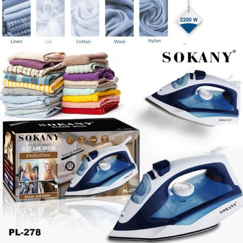 Fer À Repasser À Vapeur-2200 W-Plaque En Céramique -Bleu&Blanc -PL-278