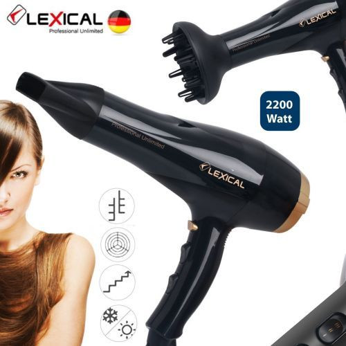 Sèche Cheveux Professionnelle-2200 W-2in1-Noir-LHD