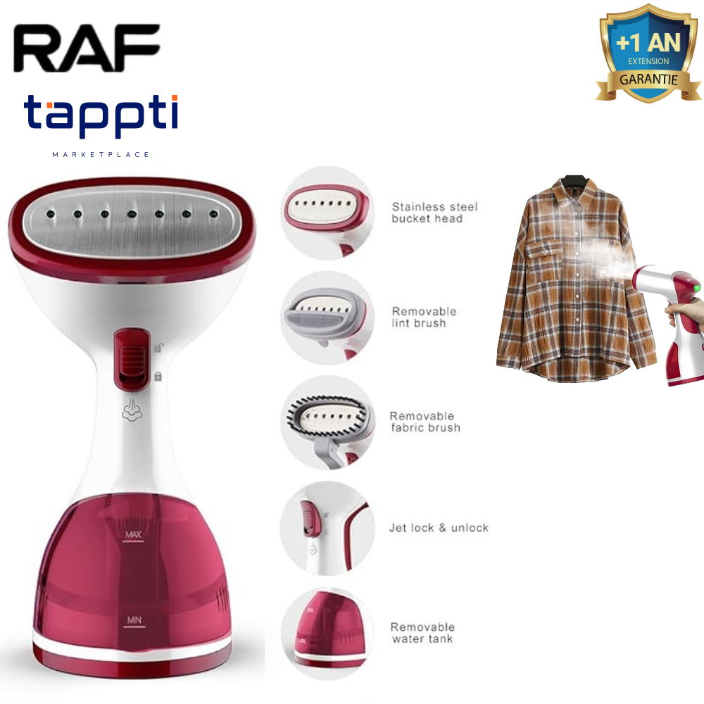 RAF Défroisseur à vapeur portable en tissu,(260 ml) La haute température tue les virus